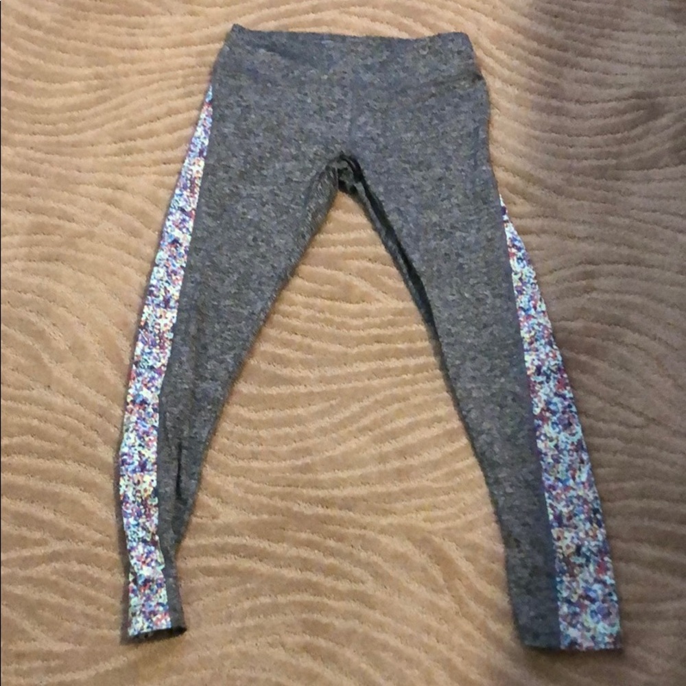 Workout leggings gray with multicolor panels